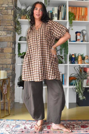 Bibi Gingham Pocket Tunic Naturals